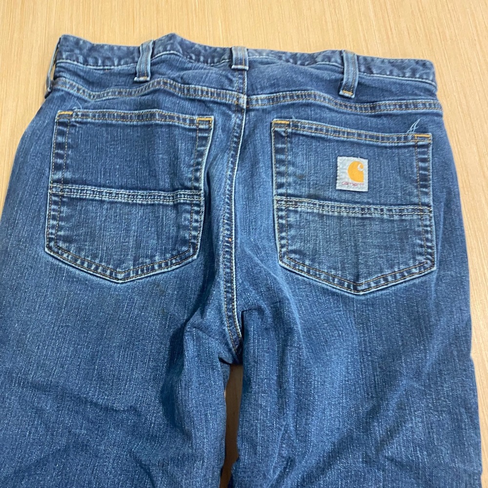 Carhartt Straight Leg Jeans Mens 33x36 Medium Wash Blue Denim Workwear Pants - Picture 4 of 4
